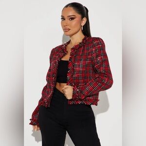 ⛄️🎄Fashion Nova Plaid Tweed Blazer